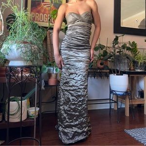 Nicole Miller bodycon fishtail mermaid green maxi dress size 0